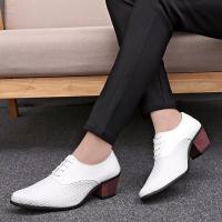 England Pointed High Heels Male Hairstylist Leather Shoes White Night Field Tide