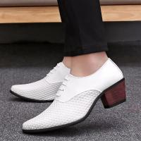 England Pointed High Heels Male Hairstylist Leather Shoes White Night Field Tide