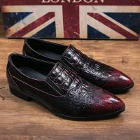 Men's Shoes English Sharp Pointed Feet Crocodile Pattern European Casual Hairstylist Designer