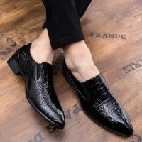 Men's Shoes English Sharp Pointed Feet Crocodile Pattern European Casual Hairstylist Designer